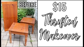 THRIFTED FURNITURE MAKEOVER | COFFEE TABLE & TWO END TABLES | $15 PROJECT!!!