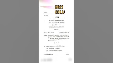 2021 | International Finance | M.Com Finance| 4th semester | CDLU | previous year question paper