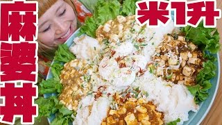 【BIG EATER】OVER 12 Servings! Mapo Tofu RICE BOWL！【MUKBANG】【RussianSato】