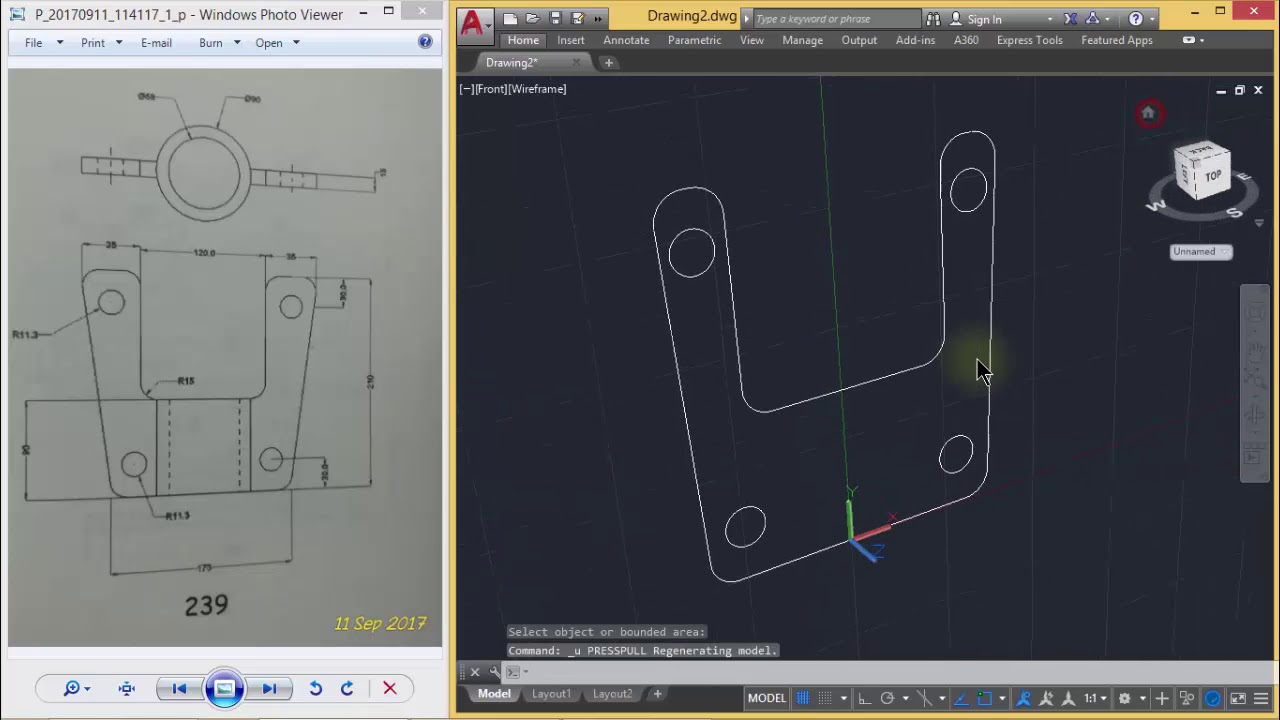 Autocad - Latihan 3D - Kitab 3D Soal 4 - YouTube