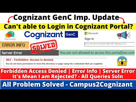 Cognizant GenC Login Error in Onboarding Process, Server Error, You are not allowed access this site