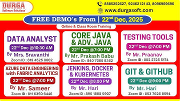 New Batches in Online & Class Room Training @ DURGASOFT