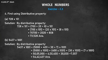 Class 6th - Mathematics - Chapter - 2 Whole Numbers Part - 3, Exercise 2.3 Complete