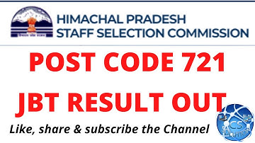 HPSSC JBT POST CODE 721 RESULT OUT #jbtresult #jbt #hpssc #hppaper #hpsscresults #jbtnews #JBT