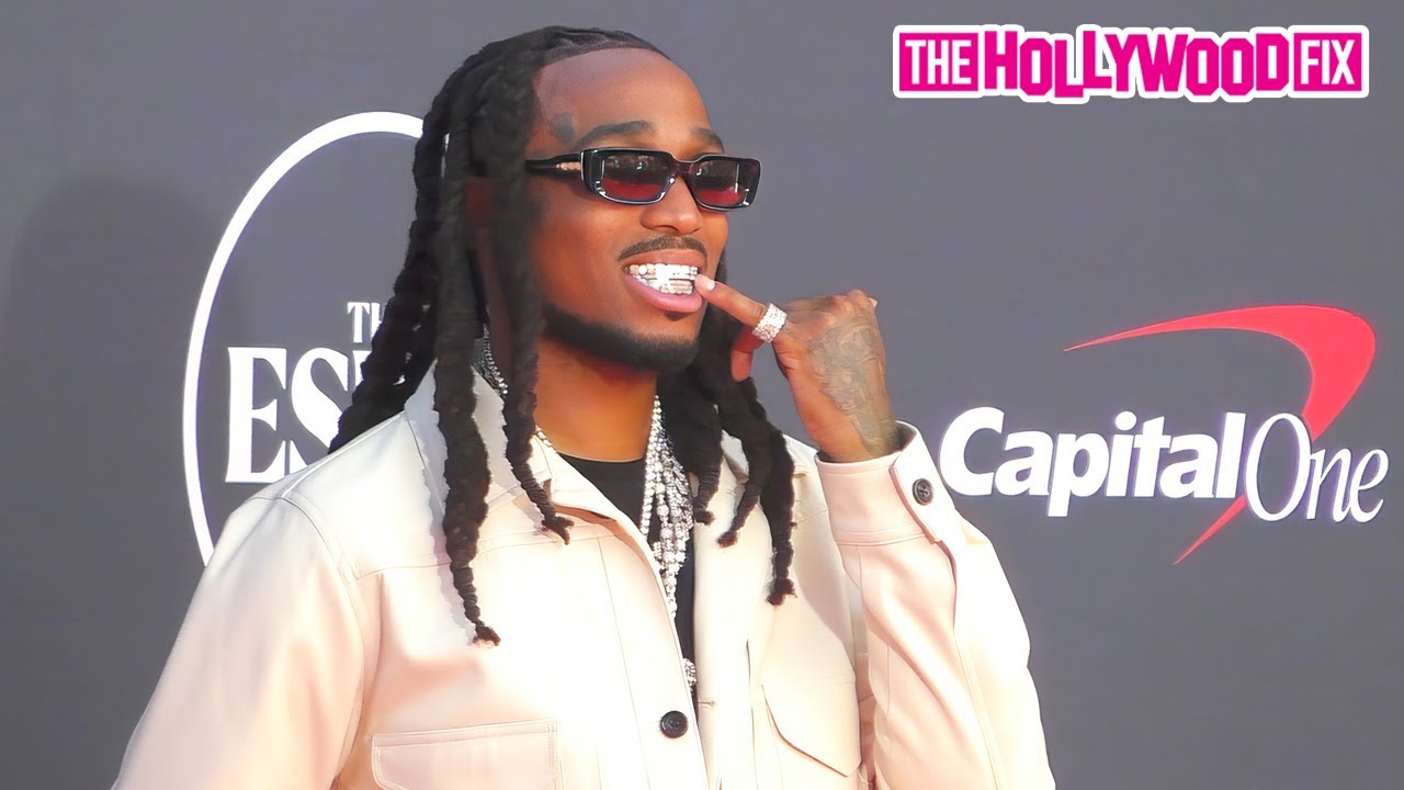 Quavo Shows Off His Ice Grill As Fans Scream 'RIP Takeoff!!!' At The 2023 Espy Awards In Los Angeles