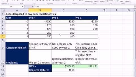 ACCTG 455: Excel Finance Class 71: Investment Criteria: Payback Rule