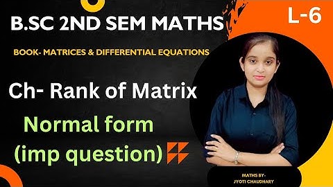 B.Sc 2nd sem Maths || Ch- Rank of matrix || By Jyoti Chaudhary ✍️✍️