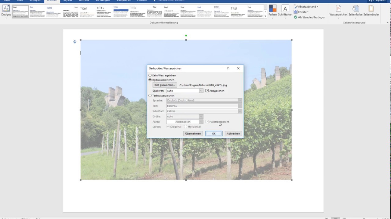Word Hintergrundbild Einfugen Hintergrundfarbe Andern Tutorial Bild Als Hintergrund Youtube