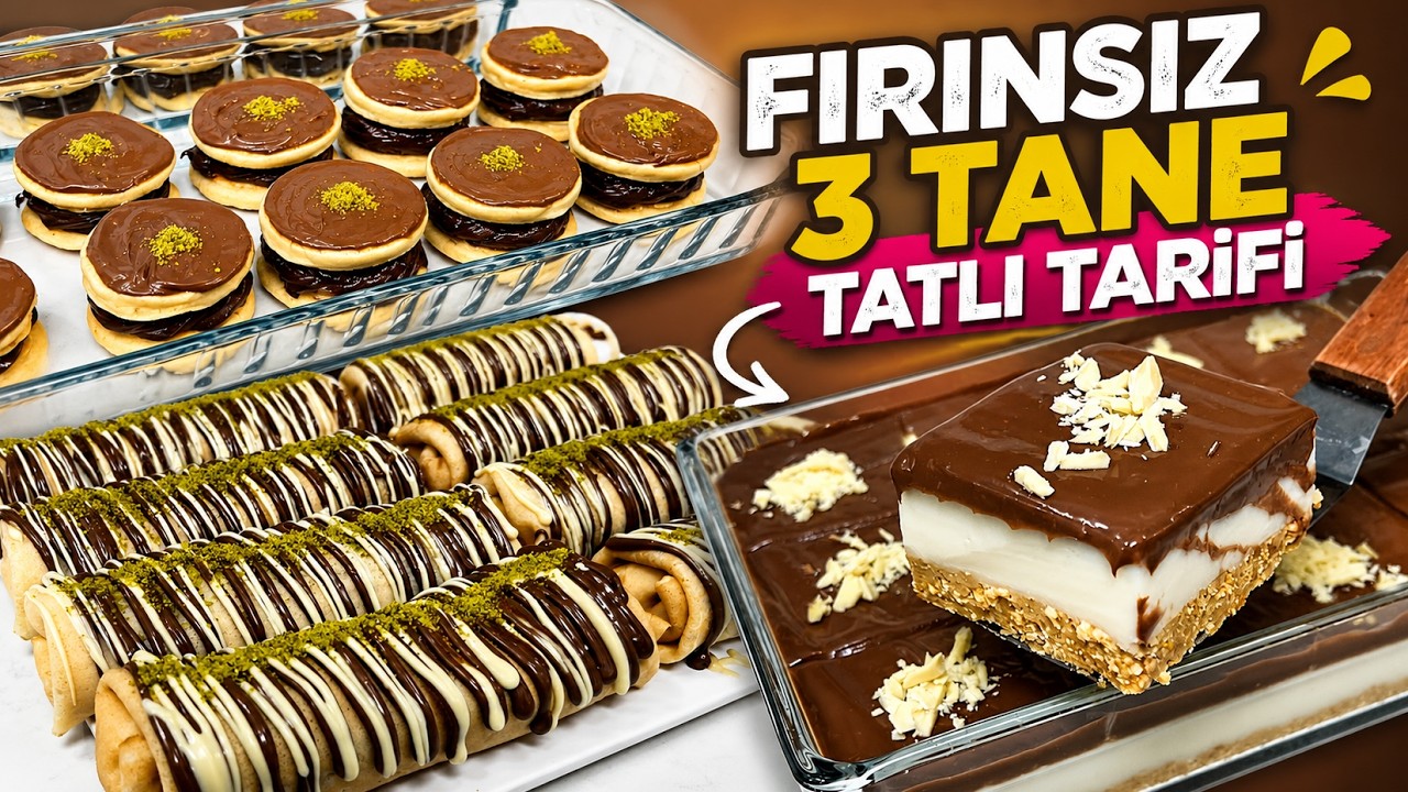 FIRINSIZ 3 Muhteşem Tatlı Tarifi 😍 Tek Videoda En Kolay Tatlılar #tatlıtarifi #asmr