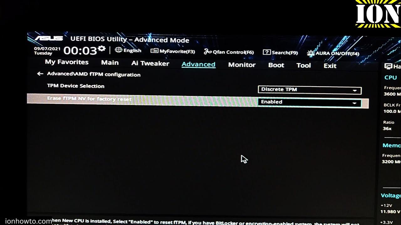 Check and enable TPM 2.0 in UEFI BIOS for Windows 11 upgrade on Asus