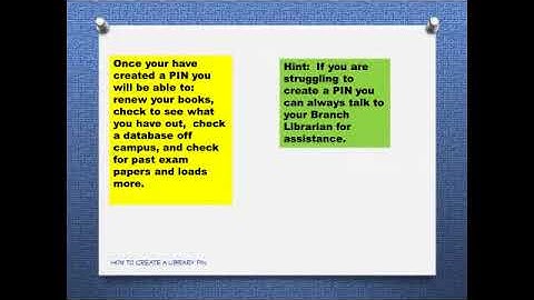 WITS Library How to Create a Library PIN