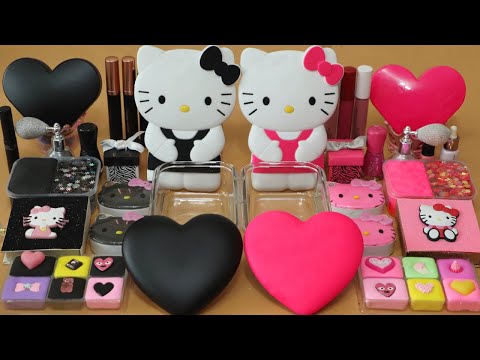 Mixing”<strong>Black</strong> VS Pink” Eyeshadow and Makeup,parts,glitter Into <strong>Slime</strong>!Satisfying <strong>Slime</strong> Video!★ASMR★