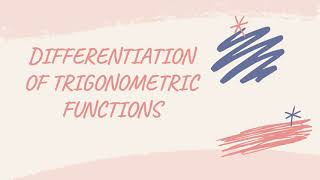 DM025 | Chapter 3 | 3.3 Diff of Trigonometric Functions