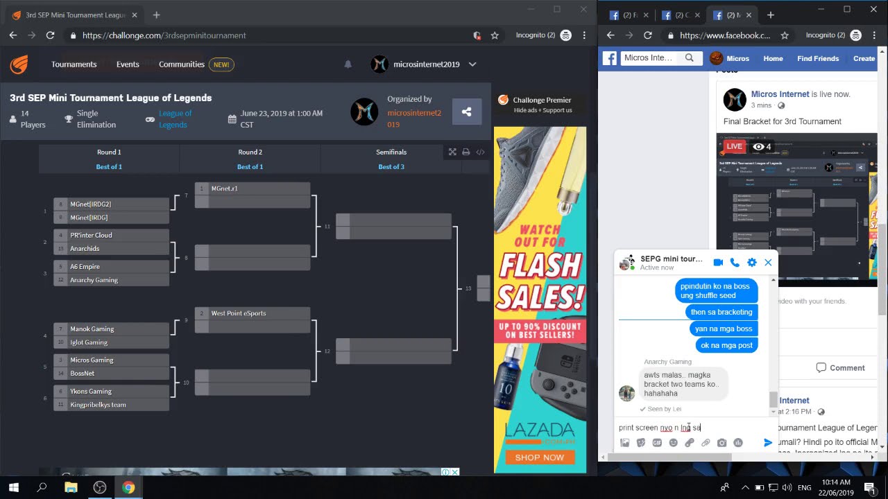 Challonge online tournament Management. Live bracketing