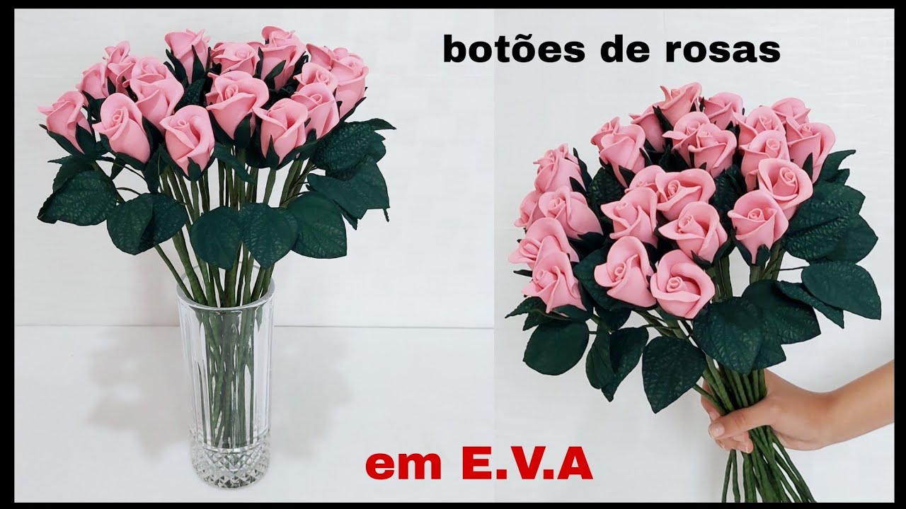 botões de rosas M em E.V.A, fáceis de fazer.