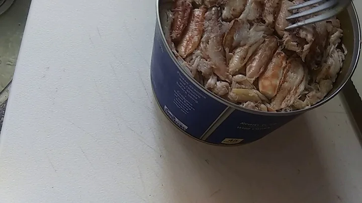 Tasting the Chicken of the Sea crab meat right from the can