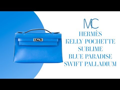 Hermès JPG Kelly Pochette Blue Paradise Swift Leather