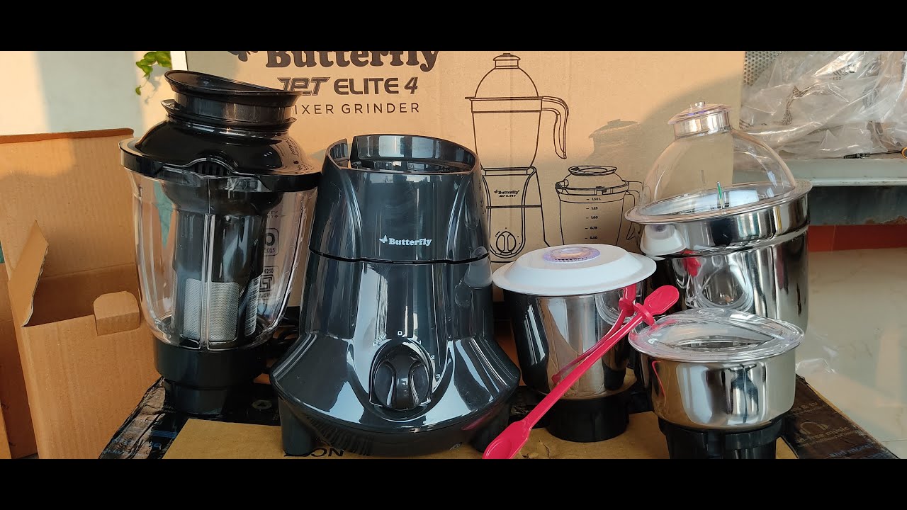 Butterfly Jet Elite Mixer Grinder, 750W, 4 Jars grey colour unboxing in