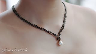 Easy to make beaded necklace with only seed beads for beginners