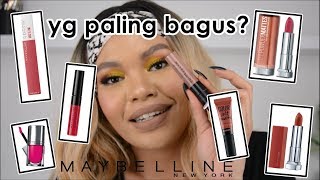 MAYBELLINE POWDER MATTES SWATCHES & REVIEW + 50 LAYERS OF LIPSTICK CHALLENGE!