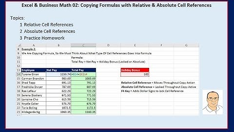Excel & Business Math 02: Copying Formulas with Relative & Absolute Cell References
