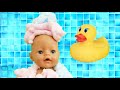 Bath time with Baby born doll