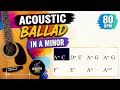 Acoustic Guitar Backing Track | AM - A minor | 80 BPM | Instrumental Jam Track for Practice