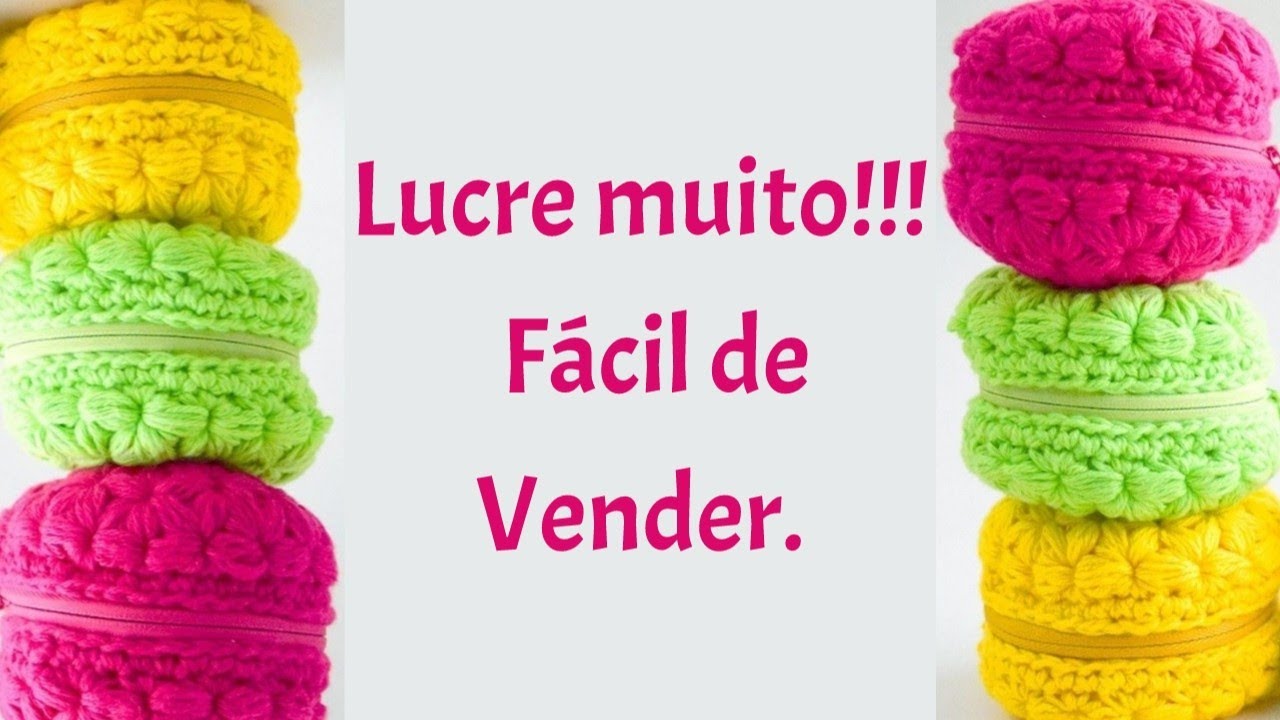 Porta moedas macaron crochê | faça e venda passo a passo - receita na descrição