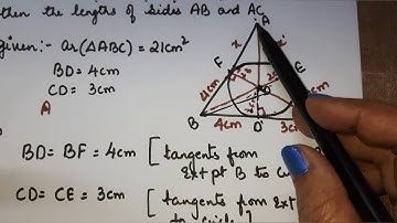 A triangle ABC is drawn to circumscribe circle of radius 2cm such that BD= 4cm and CD =3cm .....