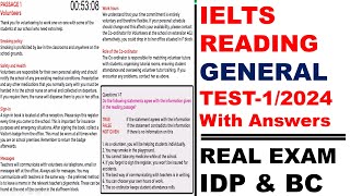 GENERAL IELTS READING PRACTICE TEST | Test 1 | 12 January 2024