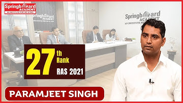 Mr. Paramjeet Singh | RAS-2021 | Rank-27 | Classroom Student | Mock Interview | Spring Board Academy