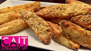 Baked Garlic Parmesan Potato Wedges Recipe | Cait Straight Up