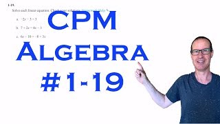 CPM Algebra Chapter 1 Problem 19