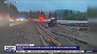 Log Truck Rollover Closes Sr 101 Both Directions In Olympia Fox 13 Seattle