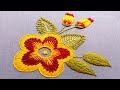 Cute Flower Hand Embroidery Design, Engaging Embroidery with attractive floss, Embroidery patch-352