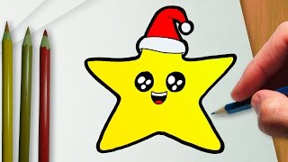 Desenhos de estrelas de natal de kawaii para colorir