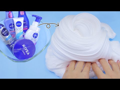 【ASMR】巨大ニベアスライムを作る Fluffy Slime DIY【音フェチ】