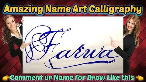 Farwa Name Signature Calligraphy Status | How to Draw, Cursive Calligraphy with Cut Marker