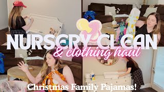 👶🏻 NEW NURSERY CLEAN WITH ME | LITTLE SLEEPIES & POSH PEANUT HAUL | MATCHING CHRISTMAS PAJAMAS 🎄