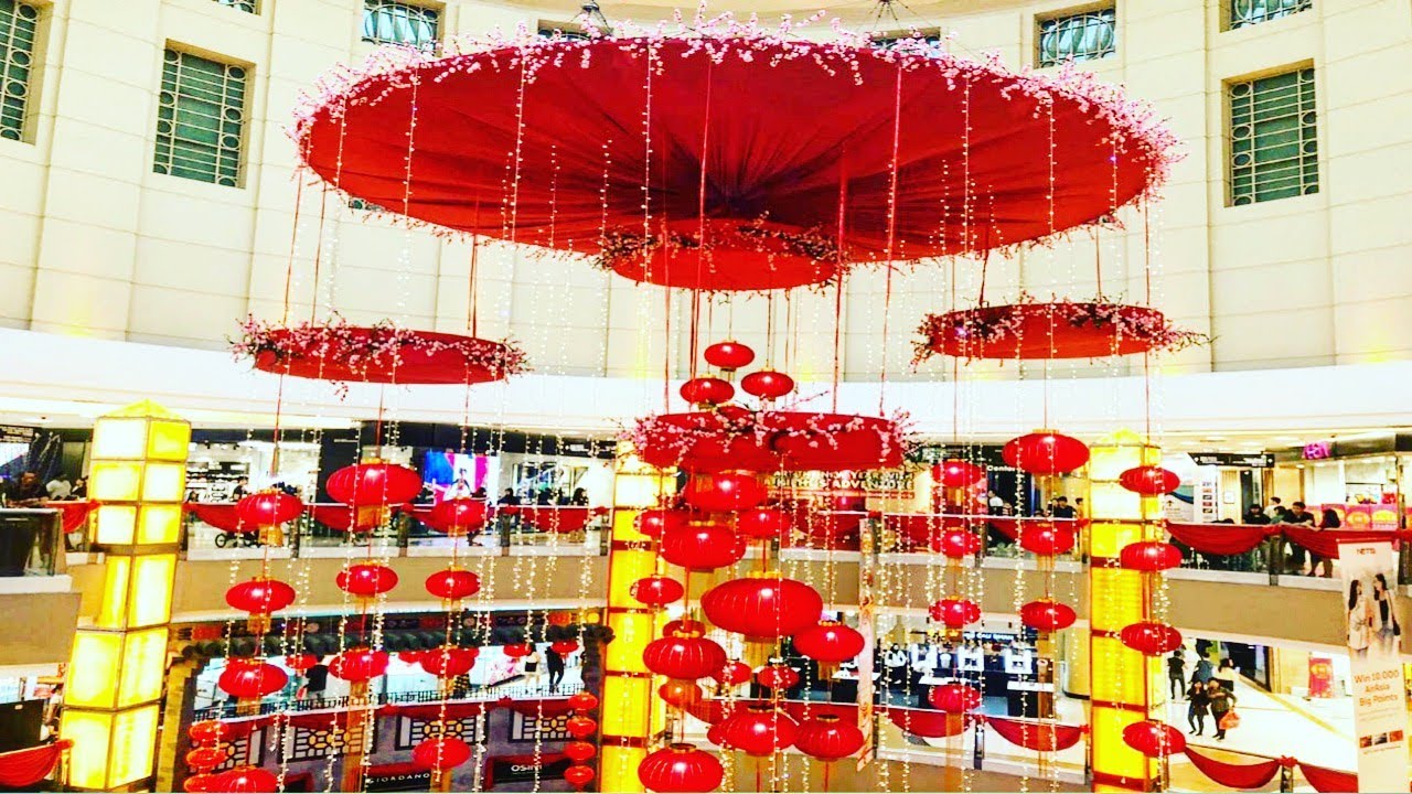 Chinese year decor decoration decorations sinh giáng trí trang mall display đồ ak0 Chinese New Year decoration in Sunway mall - YouTube