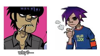 How many likes for Murdoc and 2D to kiss 2D says a million￼