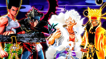 Gon Freecs (New) & Asta Final MG9 (all form) VS TC Luffy (all form) & Naruto V3 in Jump Force Mugen🔥