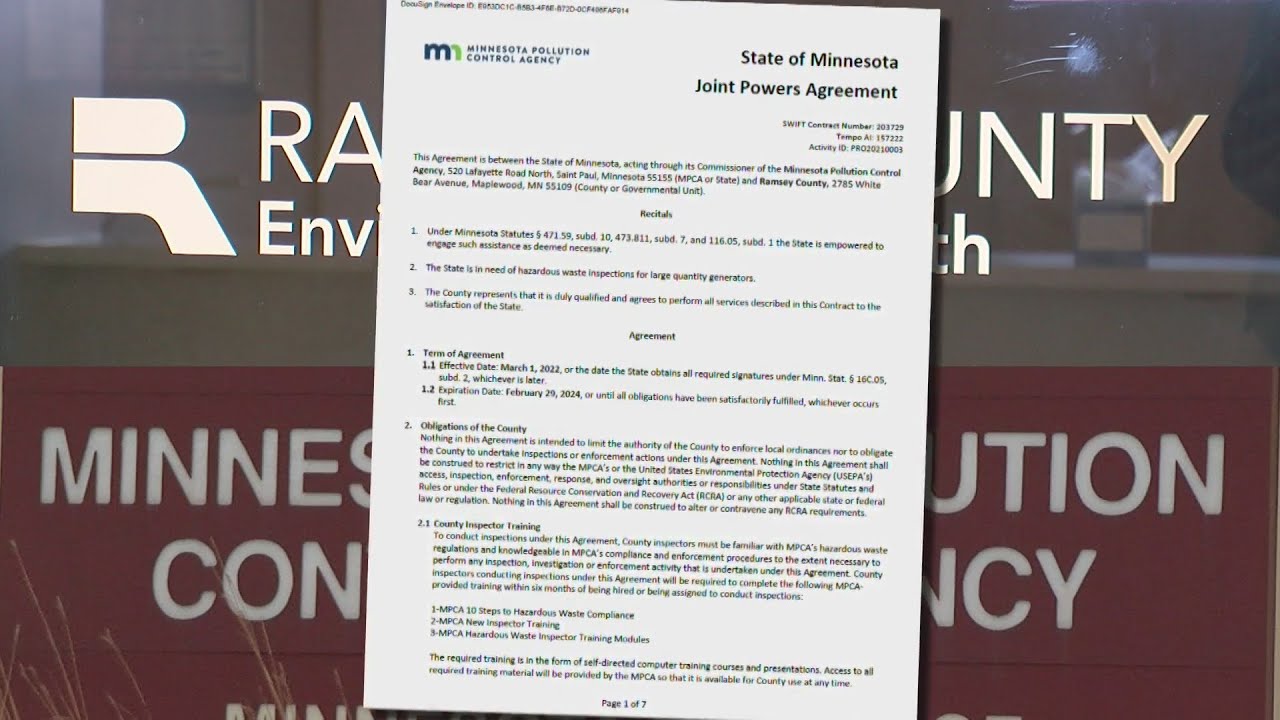MN Pollution Control Agency, Ramsey Co. Enter Joint Powers Agreement