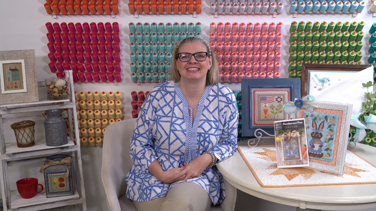 Flosstube 69 Prim Village Week 9, Lori Holt's Library Card Labels and