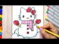 How to draw Hello Kitty Snowman