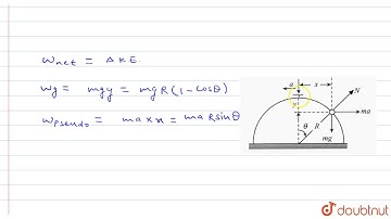 A small ball is placed at the top of a smooth hemispherical wedge of radius R. If the wedge is a...