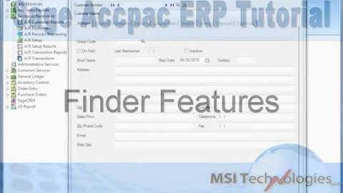 Sage 300 ERP Finder Feature