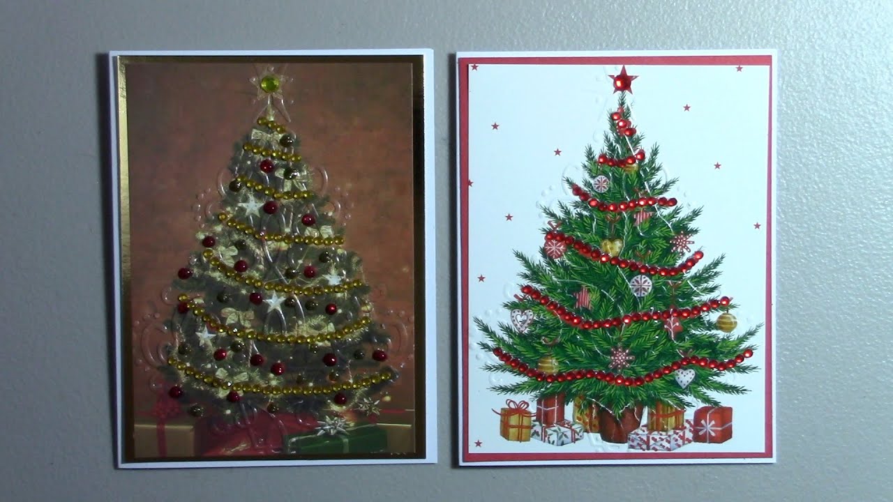 CraftyRia создаёт рождественские открытки с рельефными деревьями из переработанных материалов (#42)
