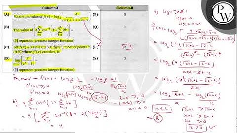 \begin{tabular}{|c|} \hline Column-I \\ (A) Maximum value of \( f(x...