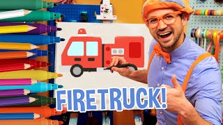 how to draw a firetruck blippi visits a fire station blippi draws arts and crafts for toddlers